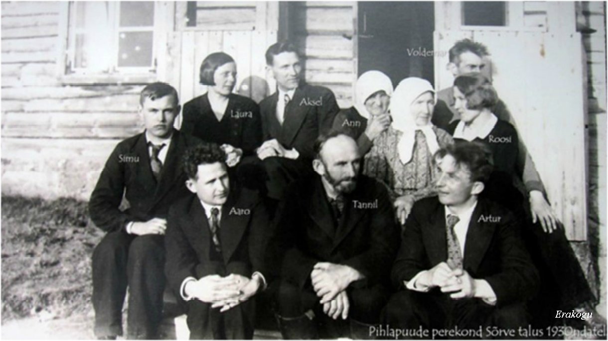 Pihlapuu Simo (Simu) ja Pihlapuu Aaro perekonna keskel. Foto võetud: http://issuu.com/martinmark/docs/saarlase-ajalugu