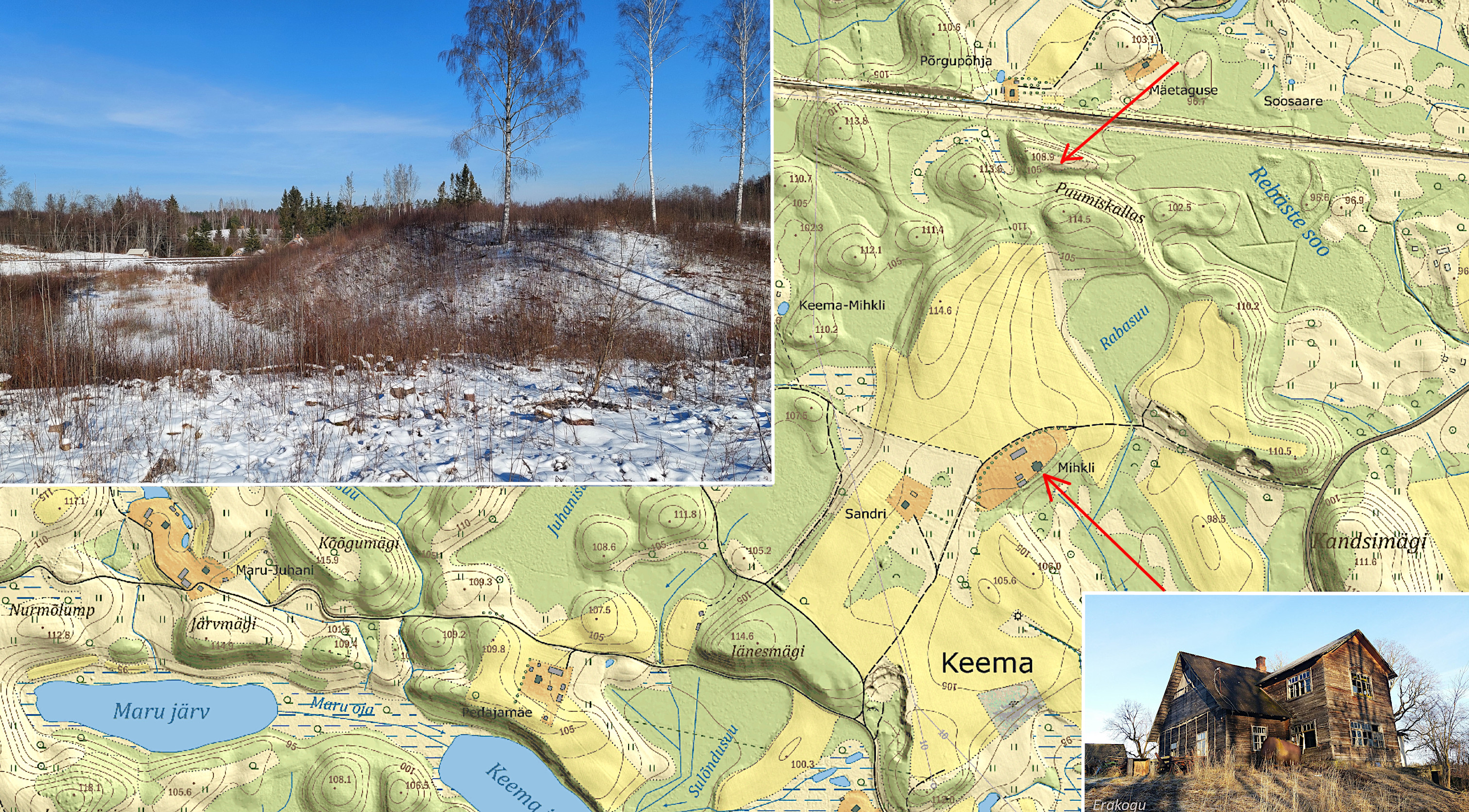 Ants Aunveri ja Aino Reinumäe punkrikoht Puumiskaldal 1950-1951 jääb fotol paremale.